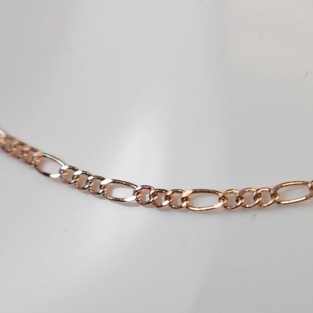 New 32 feet Rose Gold Plated Figaro Chain SOLDERED Chain Facet Diamond Cut Sturdy figaro chain 1.8mm - Necklace   DIY Chain - 1.8FIGARO