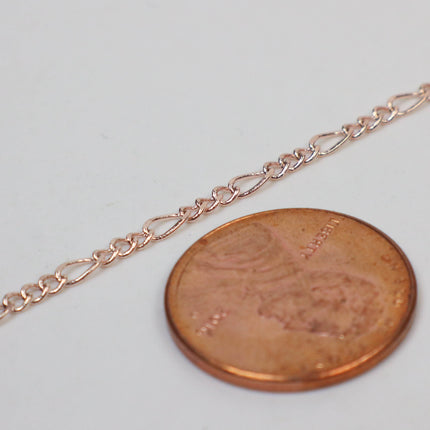 New 10 feet Rose Gold Plated Figaro Chain SOLDERED Chain Facet Diamond Cut Sturdy figaro chain 1.8mm - Necklace   DIY Chain - 1.8FIGARO