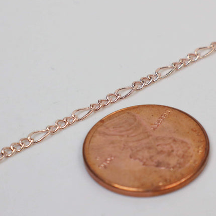 New 100 feet Rose Gold Plated Figaro Chain SOLDERED Chain Facet Diamond Cut Sturdy figaro chain 1.8mm - Necklace   DIY Chain - 1.8FIGARO