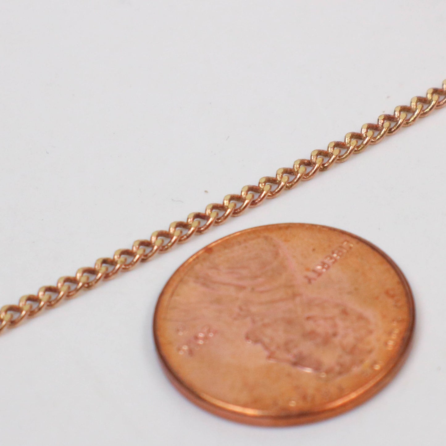 3 feet spool of Raw Brass (Copper Color) (No Plated Virgin) Copper SOLDERED FACET Diamond Cut Sturdy Curb Chain - 2.3mm Solder link - 2.3F