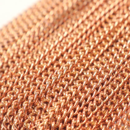 Sample 3 feet spool of Raw Brass (Copper Color)(No Plated Virgin) Copper SOLDERED Round Sturdy   Diamond Cut  Curb Chain - 2.3mm Solder link - 2.3F