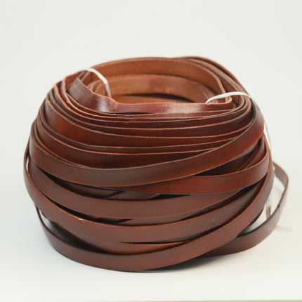 3/8 inch 10mm x 84" Mahogany Brown Color Genuine Leather Strap - Premium Quality Real Leather - 7 Feet Long - 3/8 Inch / 10mm Flat Strip