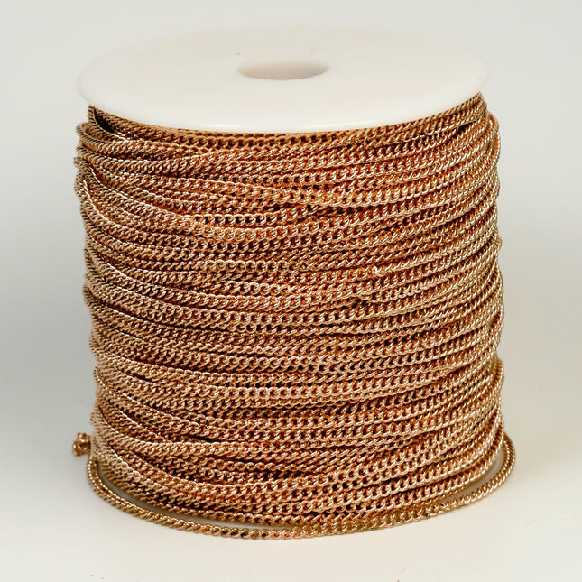 NEWnew 100 feet of Raw Brass (Copper Color) Curb Chain bulk Soldered Chain Necklace Bracelet curb chain - 2.1mm SOLDERED link - 2.1S