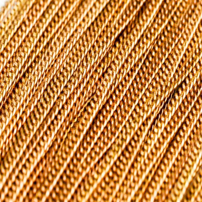100 ft Reel Raw Brass (Copper Color) FACET Diamond Cut Tiny curb chain - 1.6mm Soldered link - FREE adequate Jump ring (100 pcs) - 1.6F