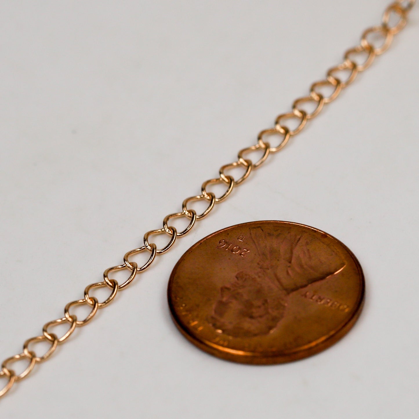 Sample Lot 3 feet of Champagne Gold Plated / Pinky Gold Plated SOLDER Curb Chain EXTENDER Chain - 4x3mm Soldered Link