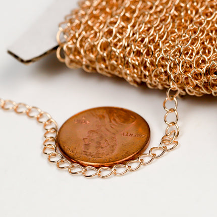 Sample Lot 3 feet of Champagne Gold Plated / Pinky Gold Plated SOLDER Curb Chain EXTENDER Chain - 4x3mm Soldered Link