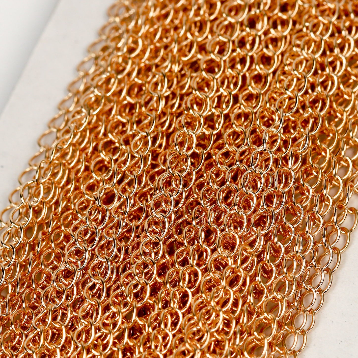 Sample Lot 3 feet of Champagne Gold Plated / Pinky Gold Plated SOLDER Curb Chain EXTENDER Chain - 4x3mm Soldered Link