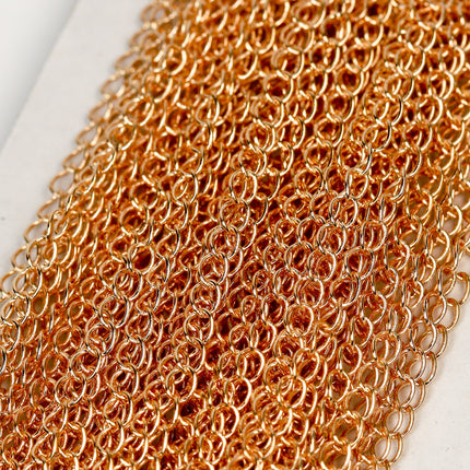 10 feet of Champagne Gold Plated / Pinky Gold Plated SOLDER Curb Chain EXTENDER Chain - 4x3mm Soldered  - 43CURB