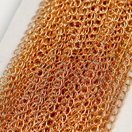 100 feet of Champagne Gold Plated / Pinky Gold Plated SOLDER Curb Chain EXTENDER Chain - 4x3mm Soldered Link - 43CURB