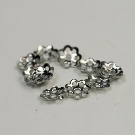 400 pcs Rhodium Plated Bead Caps - 6mm