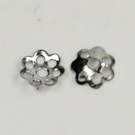 400 pcs Rhodium Plated Bead Caps - 6mm