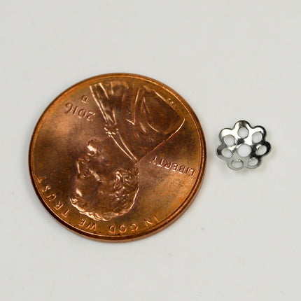 400 pcs Rhodium Plated Bead Caps - 6mm