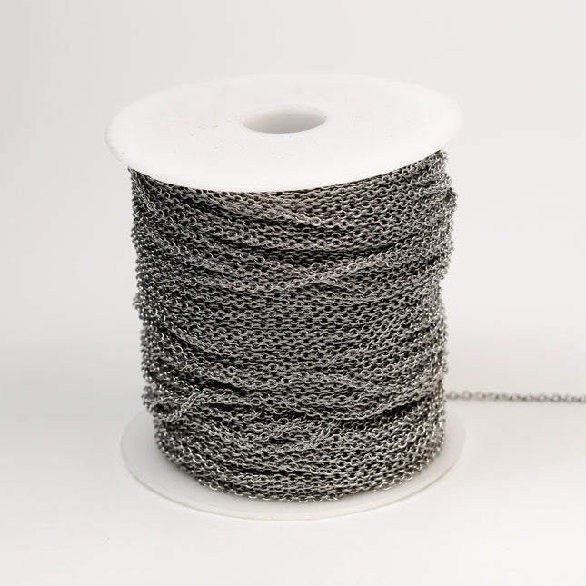Sample 3 feet of Stainless Steel chain bulk, Surgical Stainless Steel Small Soldered Sturdy cable chain - 2.8x1.9mm SOLDERED Link