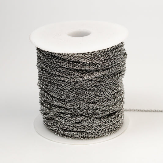30 Ft of Stainless Steel chain bulk, Surgical Stainless Steel Small Soldered Sturdy cable chain - 2.8x1.9mm SOLDERED Link