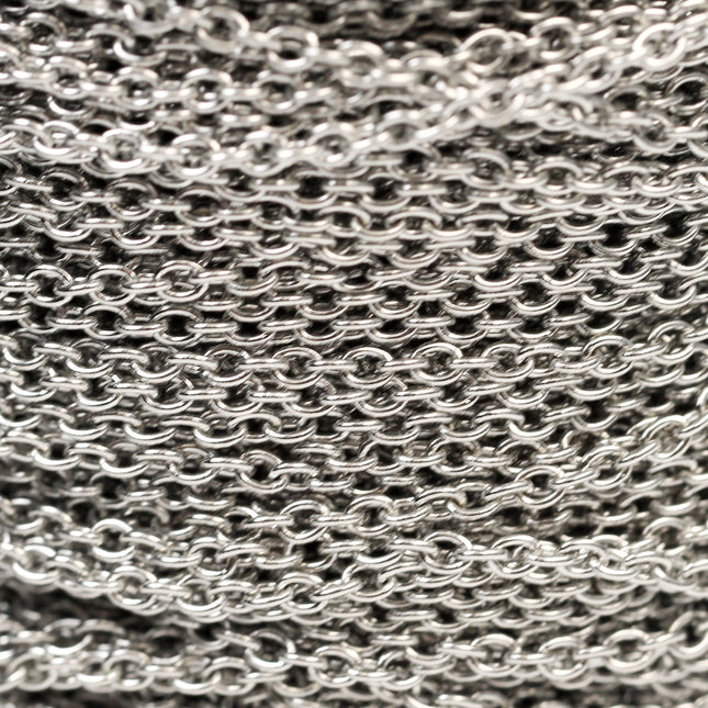 30 Ft of Stainless Steel chain bulk, Surgical Stainless Steel Small Soldered Sturdy cable chain - 2.8x1.9mm SOLDERED Link