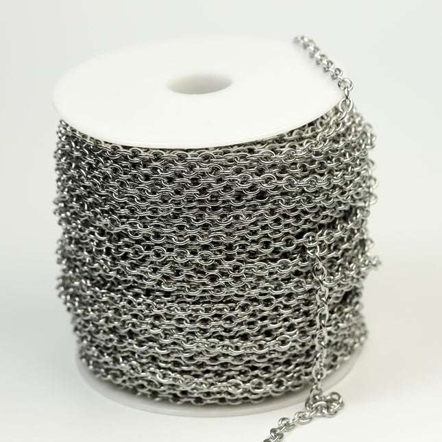3 ft of Stainless Steel 18 Gauge Cable Chain Sturdy Chunky Heavy Cable Chain - 5x4mm 1.0mm 18G Unsoldered - Chain Necklace Wholesale DIY