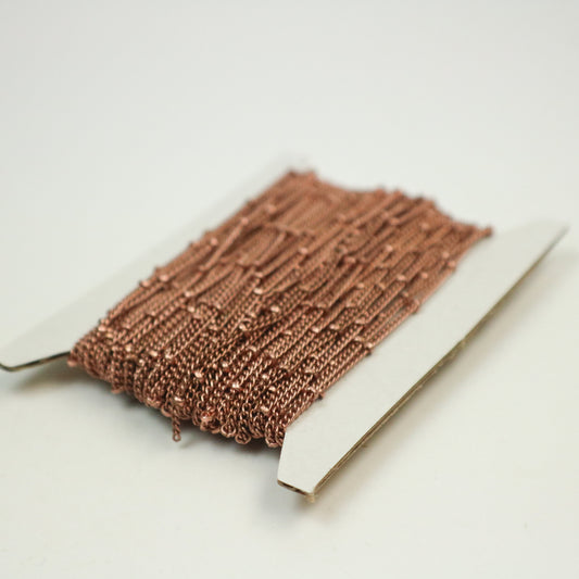 Sample 3 ft LIGHT Antique Copper BALL Solder Curb Chain - 1.6mm - tiny Satellite Solder Curb Chain - Free   Jumpring (5pcs) - 1.6SAT