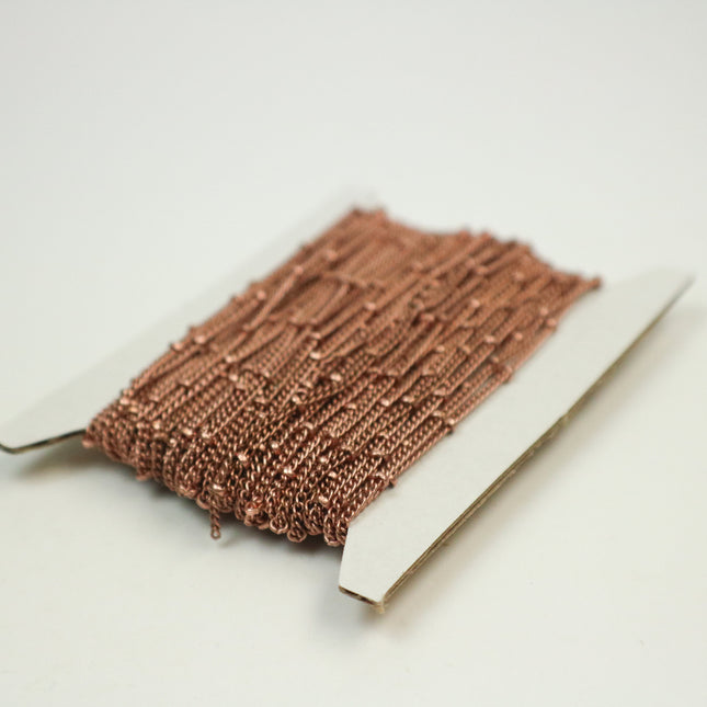 Sample 3 ft LIGHT Antique Copper BALL Solder Curb Chain - 1.6mm - tiny Satellite Solder Curb Chain - Free   Jumpring (5pcs) - 1.6SAT