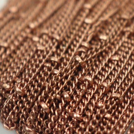 Sample 3 ft LIGHT Antique Copper BALL Solder Curb Chain - 1.6mm - tiny Satellite Solder Curb Chain - Free   Jumpring (5pcs) - 1.6SAT