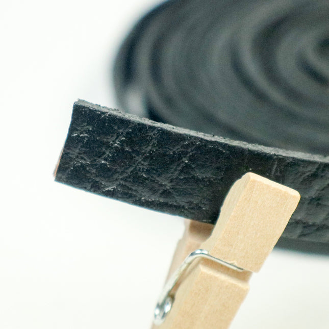 3/8 inch 10mm x 12/36 inch Natural Pattern Black Genuine Leather Strap - Premium Quality Real Leather - 3/8 Inch / 10mm Flat Strip