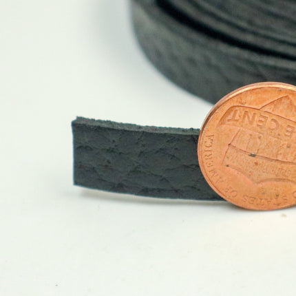 3/8 inch 10mm x 84" Natural Pattern Black Genuine Leather Strap - Premium Quality Real Leather - 7 Feet Long - 3/8 Inch / 10mm Flat Strip