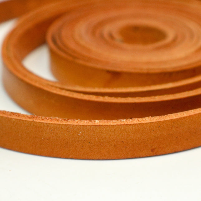 3/8 inch 10mm x 12/36 inch Tangerine / Orange Genuine Leather Strap - Quality Real Leather - 1/3 Feet Long - 3/8 Inch / 10mm Flat Strip