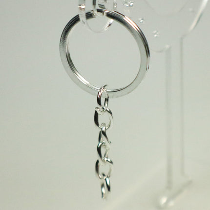 5 pcs of Sterling Silver Plated HIGH Quality Pre made Key Chain Key Fob  - 25mm Ring 2.5 inch Long