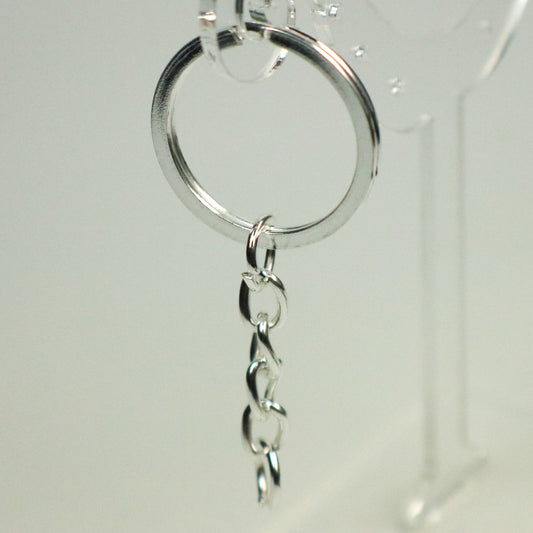 5 pcs of Sterling Silver Plated HIGH Quality Pre made Key Chain Key Fob  - 25mm Ring 2.5 inch Long - ship from California USA