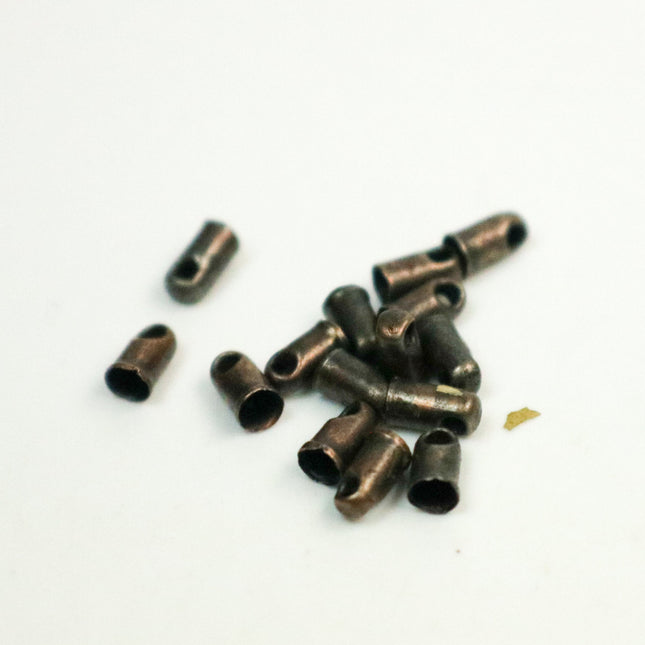 100 pcs of Antique Brass Plated Cord End Tips Cap for 2mm