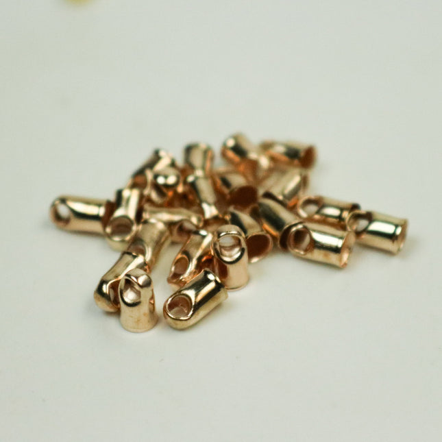 10 pcs of Pinky / Champagne Gold Plated Cord End Tips Cap for 2.8mm Chain / Cord