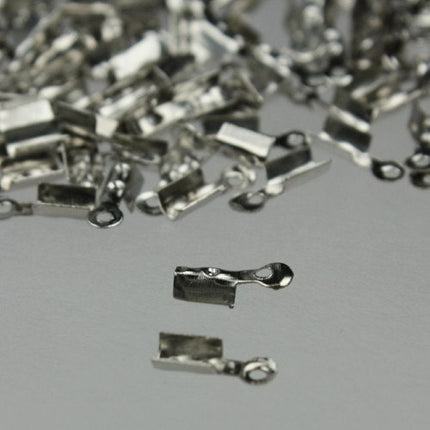 100 pcs of Rhodium Plated Cord Tips End  for 3mm
