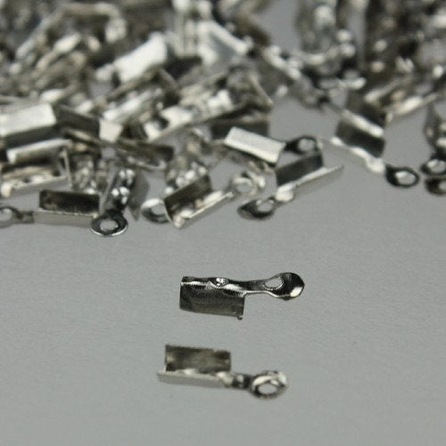 100 pcs of Rhodium Plated Cord Tips End  for 3mm