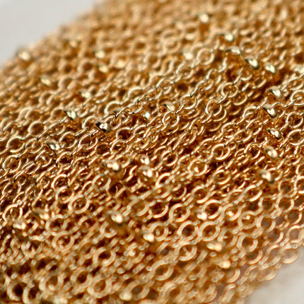 100 feet Pinky Gold (Champagne Gold) Plated Chain of Tiny Satellite Chain Cable BALL Chain- 2.0x1.4mm SOLDERED Necklace  - 2014SAT