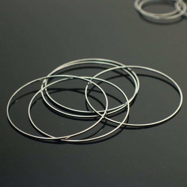 10 pcs Antique Silver Rhodium Plated Ring Circle - 50mm x 1.0mm (2 inch) - Link Connector Closed Jump Rings