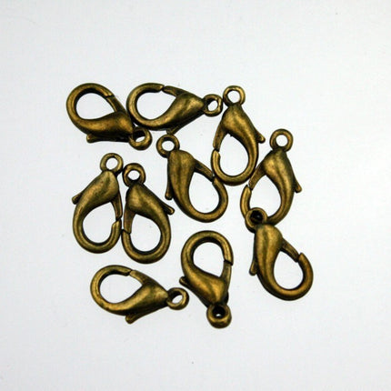 30 Antique Brass Lobster Clasp - 12mm 12x7mm Antique Bronze Parrot Clasps Lobster Claw Clasp - LOB12B
