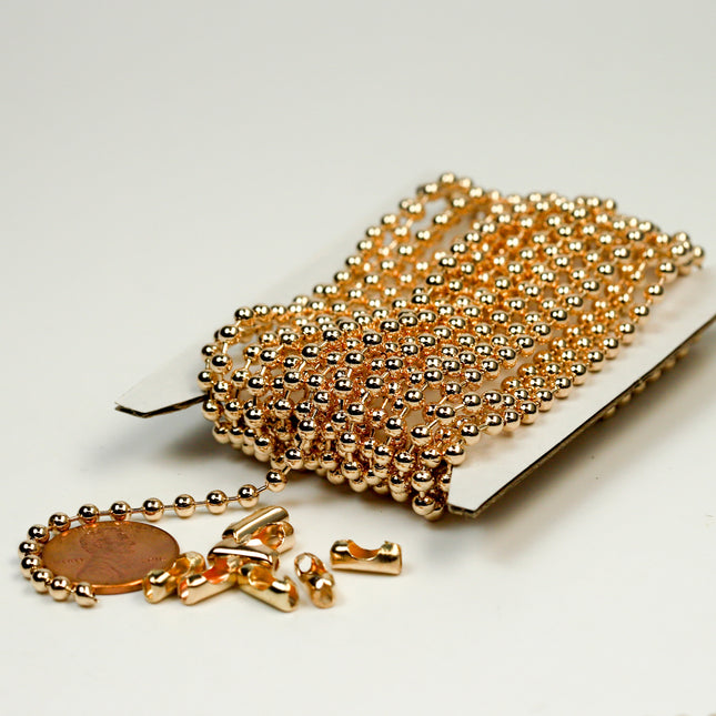 10 ft spool Pinky Gold Champagne Gold Plated BIG ball chain - 3.2mm with 5 connector(Insert) - 32BALL