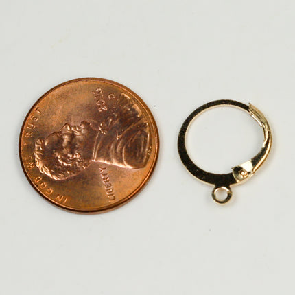 30 Champagne Gold Plated / Pinky Gold Plated ROUND Leverback Earrings earwire - 12x9mm Brass Earring Lever Back - ELR9