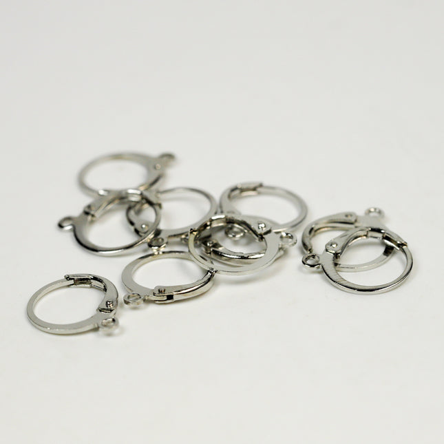 Wholesale Lot 30 Rhodium Plated ROUND Leverback Earrings earwire - 12x9mm Brass Earring Lever Back  - ELR9