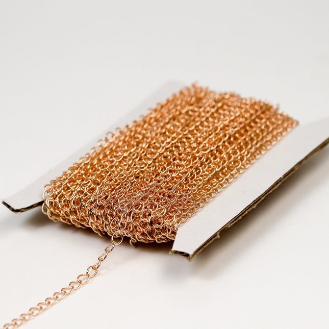 300 feet of Champagne Gold Plated / Pinky Gold Plated SOLDER Curb Chain EXTENDER Chain - 4x3mm  - 43CURB