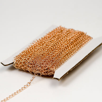 100 feet of Champagne Gold Plated / Pinky Gold Plated SOLDER Curb Chain EXTENDER Chain - 4x3mm Soldered Link - 43CURB