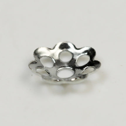 400 pcs Rhodium Plated Bead Caps - 6mm