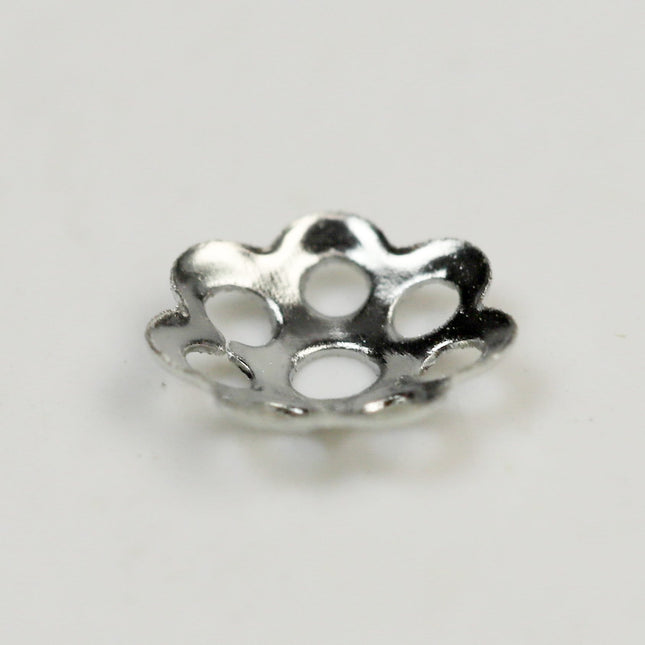 400 pcs Rhodium Plated Bead Caps - 6mm