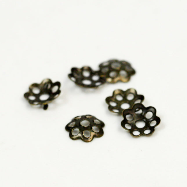 400 pcs Antique Brass Plated Bead Caps - 6mm