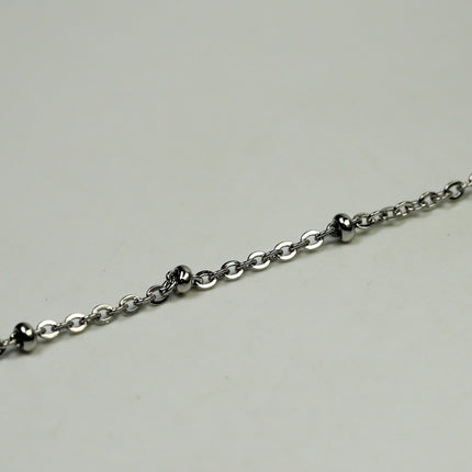 100 Ft Stainless Steel Satellite Chain - Ball Beaded Solder Flat Cable Chain - 3x1.7mm Flat Link - Bulk Wholesale Necklace - ST317FSAT