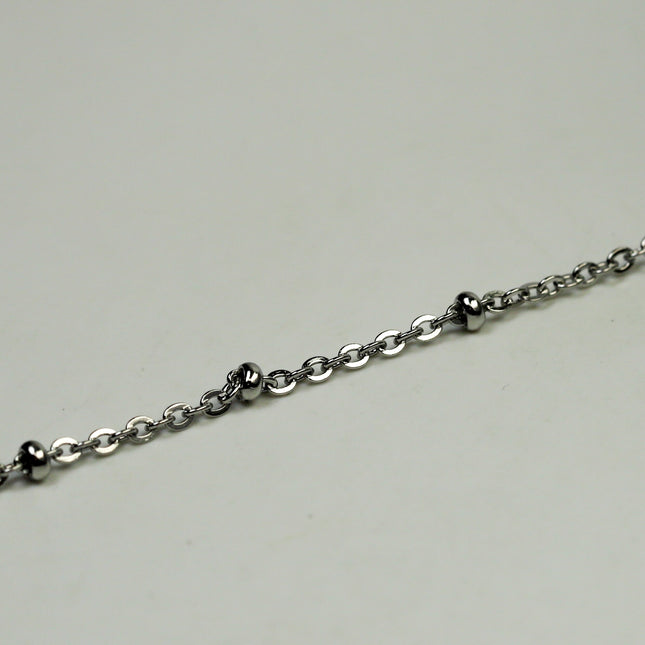 100 Ft Stainless Steel Satellite Chain - Ball Beaded Solder Flat Cable Chain - 3x1.7mm Flat Link - Bulk Wholesale Necklace - ST317FSAT