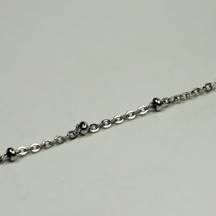 10 Ft Stainless Steel Satellite Chain - Ball Beaded Solder Flat Cable Chain - 3x1.7mm Flat Link - Bulk Wholesale Necklace - ST317FSAT