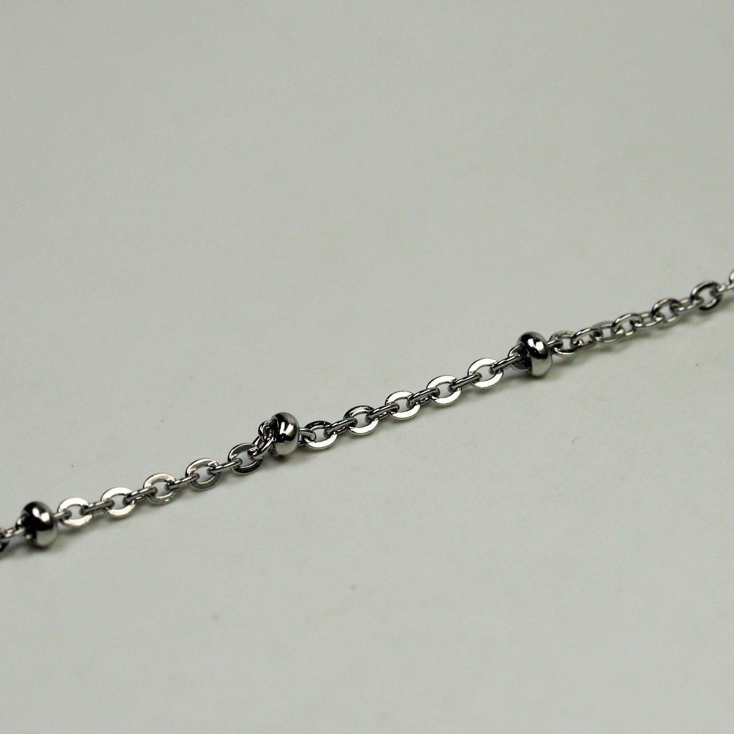 10 Ft Stainless Steel Satellite Chain - Ball Beaded Solder Flat Cable Chain - 3x1.7mm Flat Link - Bulk Wholesale Necklace - ST317FSAT