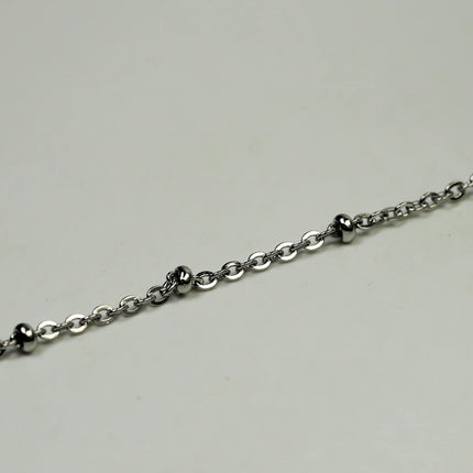 3 Ft Stainless Steel Satellite Chain - Ball Beaded Solder Flat Cable Chain - 3x1.7mm Flat Link - Bulk Wholesale Necklace - ST317FSAT
