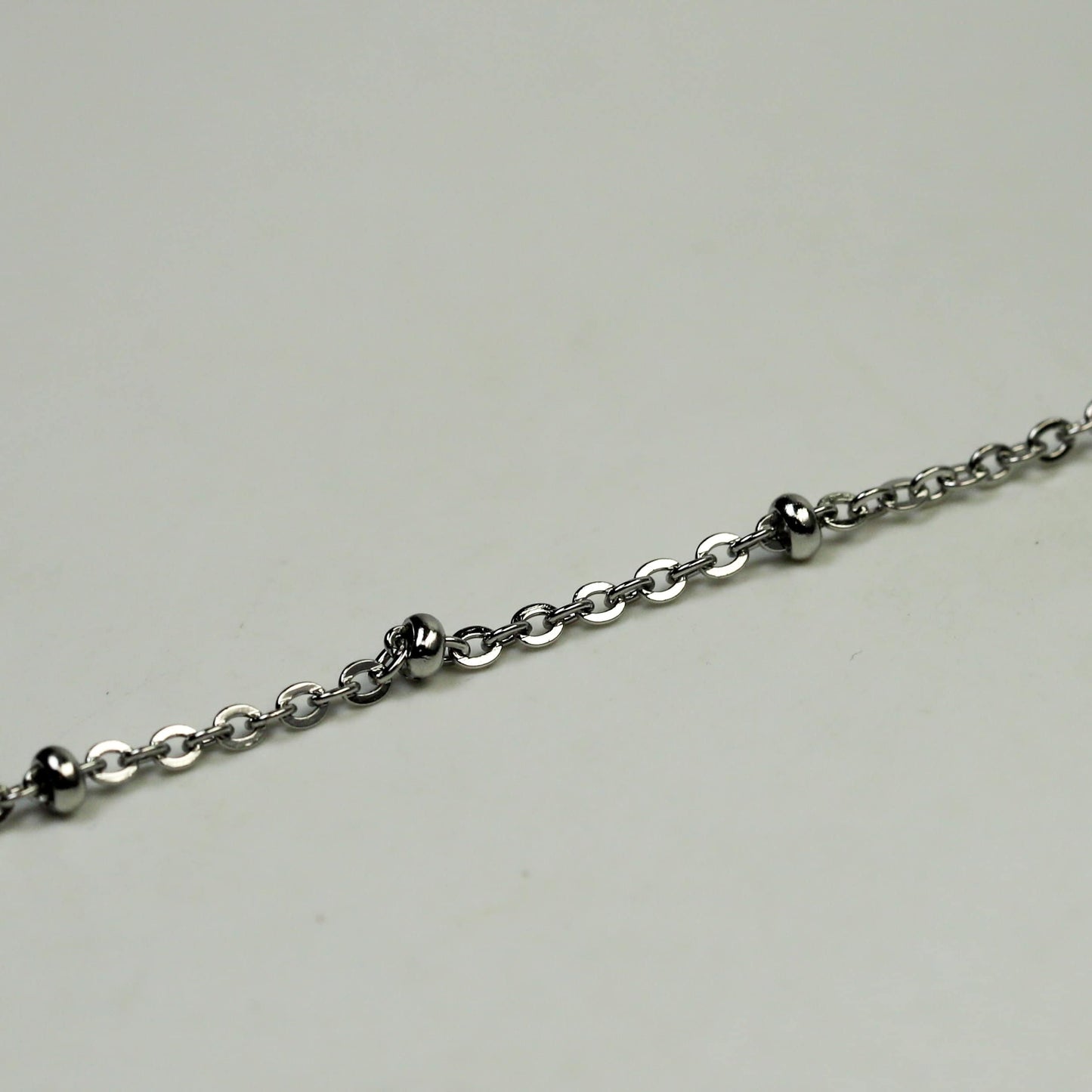 3 Ft Stainless Steel Satellite Chain - Ball Beaded Solder Flat Cable Chain - 3x1.7mm Flat Link - Bulk Wholesale Necklace - ST317FSAT