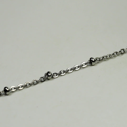 3 Ft Stainless Steel Satellite Chain - Ball Beaded Solder Flat Cable Chain - 3x1.7mm Flat Link - Bulk Wholesale Necklace - ST317FSAT